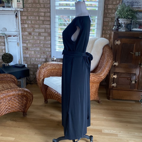 ANN TAYLOR  BLACK CAP SLEEVE BELTED DRESS 8 NEW STRETCHY - Picture 5 of 10